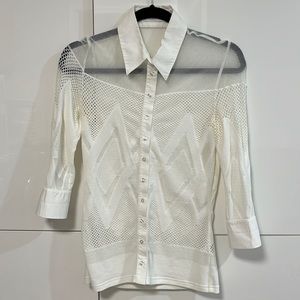 Anne Fontaine mesh white collared button down